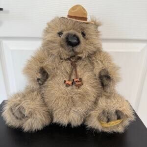 Fancy Zoo Pot Belly Bear Furry Brown Bear Plush 11''